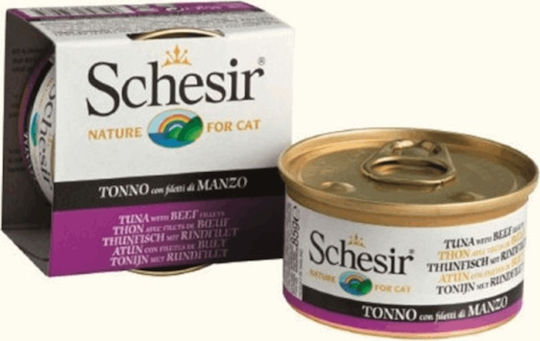Schesir Nature for Cat Υγρή Τροφή για Ενήλικες Γάτες σε Κονσέρβα με Μοσχάρι και Τόνο 85gr