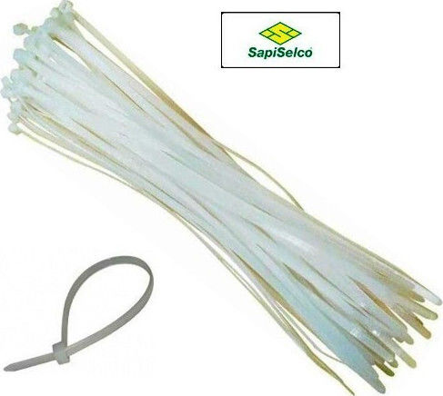 Sapiselco Kabelbinder Kunststoff 250mmx3.5mm in Weiß Farbe (100Stück) SEL.2.216