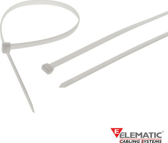Elematic Legături Cablu Din Plastic 300mmx7.8mm În Culoare Albă 100 Buc