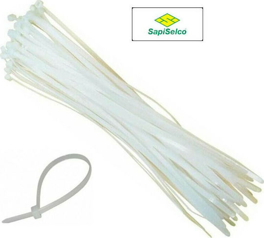 Sapiselco Kabelbinder Kunststoff 360mm x 7,5mm in Weiß Farbe (100 Stück) sel.2.434