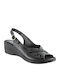Lily Anatomic Women's Leather Peep Toe Platforms Black