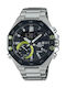 Casio Edifice Herrenuhr 49mm Chronograph Batterie mit Silber Metallarmband