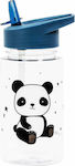 A Little Lovely Company Πλαστικό Παγούρι με Καλαμάκι Panda 450ml