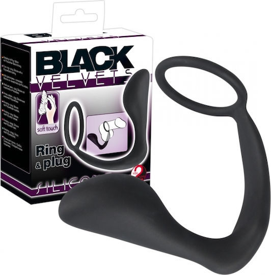 You2Toys Black Velvets Silicone Ring & Plug Анална тапа Black 8см