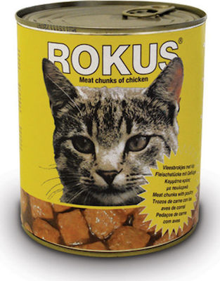 Rokus Κονσέρβα Nasses Katzenfutter für Katze in Dose mit Huhn 810gr