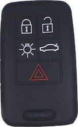 Silicone Car Key Cover Case with 5 Buttons for Volvo Black