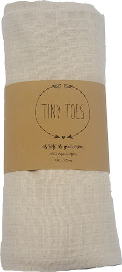 Tiny Toes Muslin Swaddle Wrap Beige 120x120cm.