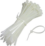 Pack of 100pcs White Plastic Cable Ties 200x4.4mm