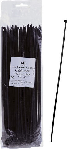 Bostik Den Braven Δεματικά Καλωδίων Πλαστικά 290mmx3.6mm σε Μαύρο χρώμα (100τμχ) (9161)