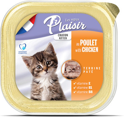 Plaisir Kitten Nasses Katzenfutter für Katze in Tablett mit Huhn 100gr