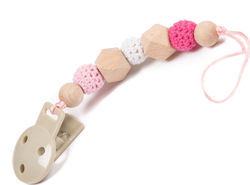 Bo Jungle Chain Pacifier made of Wood Pink B563110