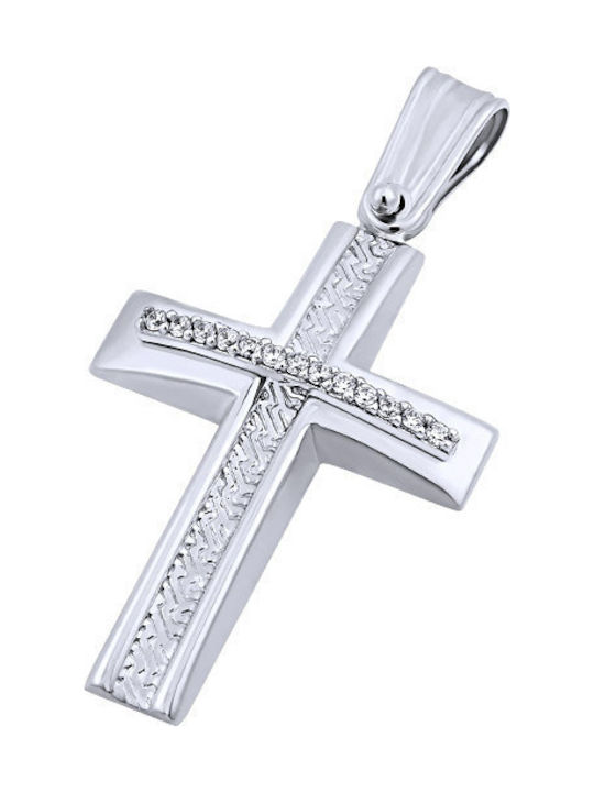 White gold women's cross K9, T04219