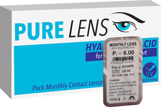 Pure Lens Hyalouronic Monatlich Kontaktlinse Hydrogel mit UV-Schutz 1 einzelnes Stück