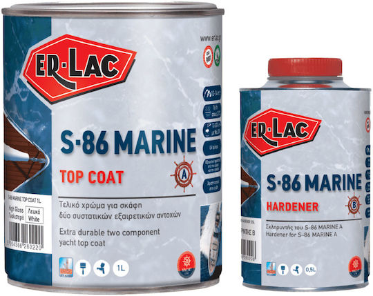 ER-LAC S-86 Marine Top Coat Χρώμα Λευκό Σατινέ 1.5lt