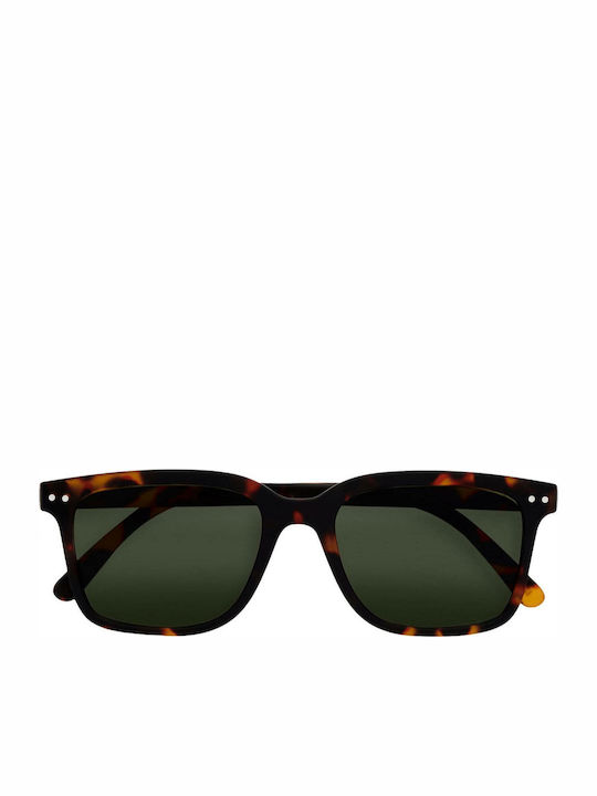 Izipizi L Sun Sunglasses with Brown Tartaruga Plastic Frame and Green Lens