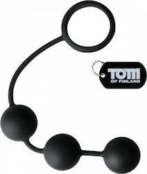 Tom of Finland Silicone Cock Ring with 3 Weighted Balls Black 15.2cm