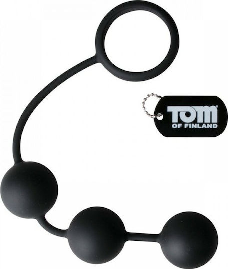 Tom of Finland Silicone Cock Ring with 3 Weighted Balls Black 15.2cm