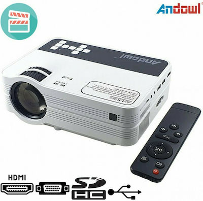 Andowl Mini Projector LED Lamp with Built-in Speakers White