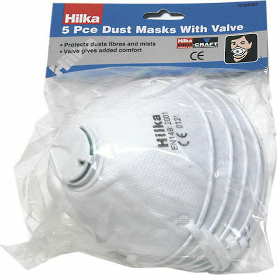 Hilka Maske Halbes Gesicht mit FFP1-Schutzfilter Dust Mask with Valve 5Stück