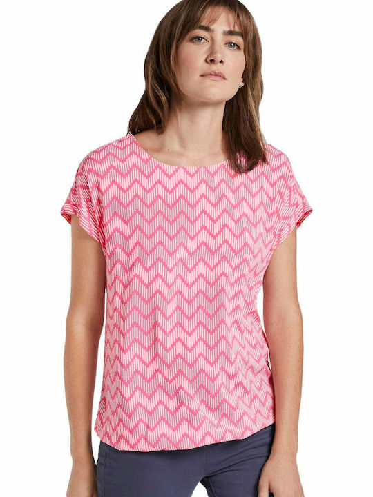 Tom Tailor Women's Summer Blouse Short Sleeve Pink 1016181-21301