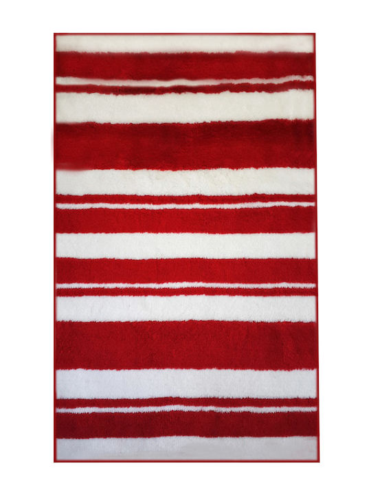 Meusch Non-Slip Bath Mat Lane White/Red 70x120cm