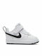 Court Borough Low 2 Kids Sports Shoes with Hoop & Loop Closure White Black