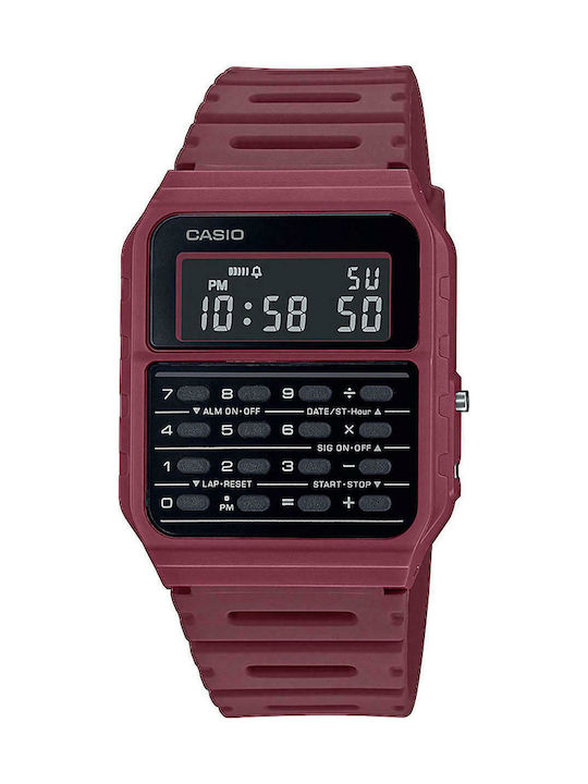 Casio Calculator Digital Uhr Batterie mit Rot Kautschukarmband