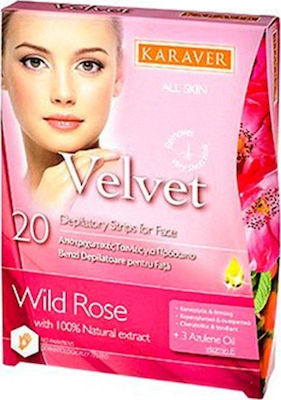 Karaver Velvet Ταινίες Αποτρίχωσης για το Πρόσωπο Wild Rose 20τμχ