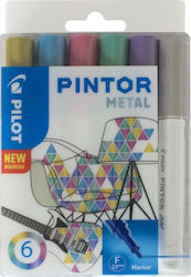 Pilot Pintor Fine Ανεξίτηλοι Μαρκαδόροι 1mm Πολύχρωμοι 6τμχ