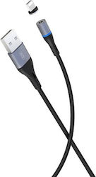 XO NB125 Braided / Magnetic Detachable USB-A to Lightning Cable Black 1m