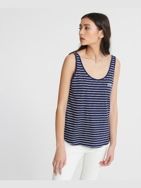 Superdry Women's Summer Blouse Sleeveless Striped Blue