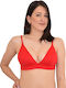 Blu4u Padded Triangle Bikini Top with Adjustable Straps Red