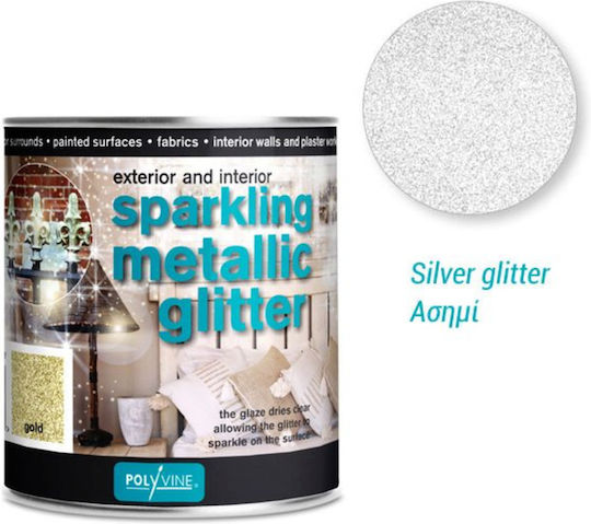 Polyvine Glitter Glaze Γαλάκτωμα Ασημί 500ml