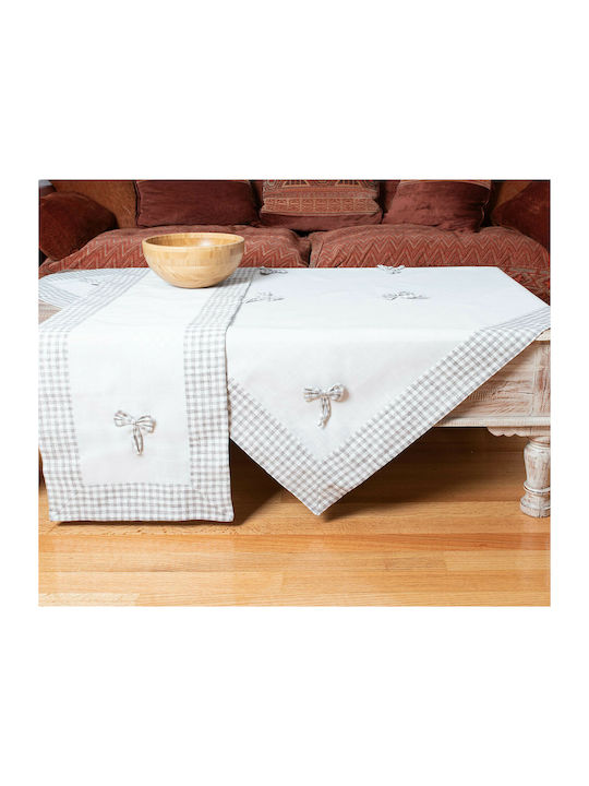 Silk Fashion Bow Cotton & Polyester Checkered Tablecloth 1 140x140cm