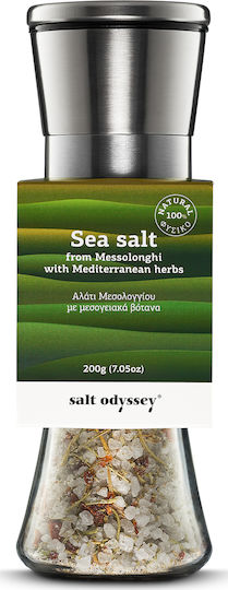 Salt Odyssey Месолонги Груб Морска сол в мелничка с чесън и босилек 200гр