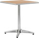 Aluminum Garden & Terrace Table with Wooden Surface Silver 60x60x70cm