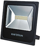 Geyer Στεγανός Προβολέας IP65 Ισχύος 50W με Φυσικό Λευκό Φως σε Μαύρο χρώμα LPRM50C