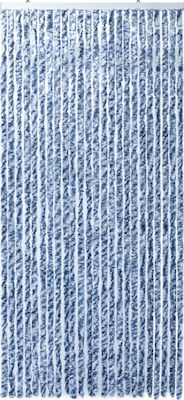 vidaXL Κουρτίνα Πόρτας από Ύφασμα Μπλε-Λευκό-Ασημί 100x220cm 284275