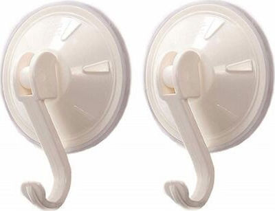 HOMie Plastic Hanger Kitchen Hook with Suction Cup White 2pcs 101235 81-215