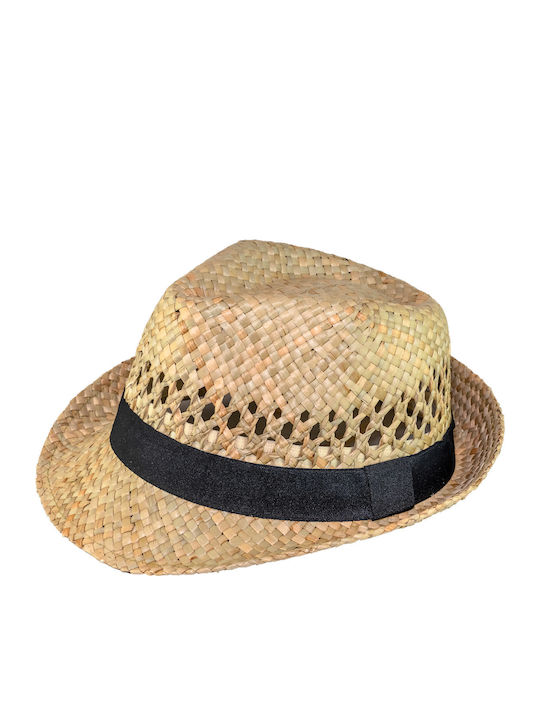 Straw Vent Hat with Black Ribbon Women's Men's