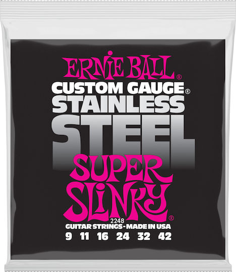 Ernie Ball Slinky Wound Set Corzi Pentru Chitară Electrică Oțel Inoxidabil 9 - 42 Super
