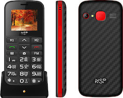 NSP 2000DS Dual SIM Mobile Phone with Big Buttons Black Red