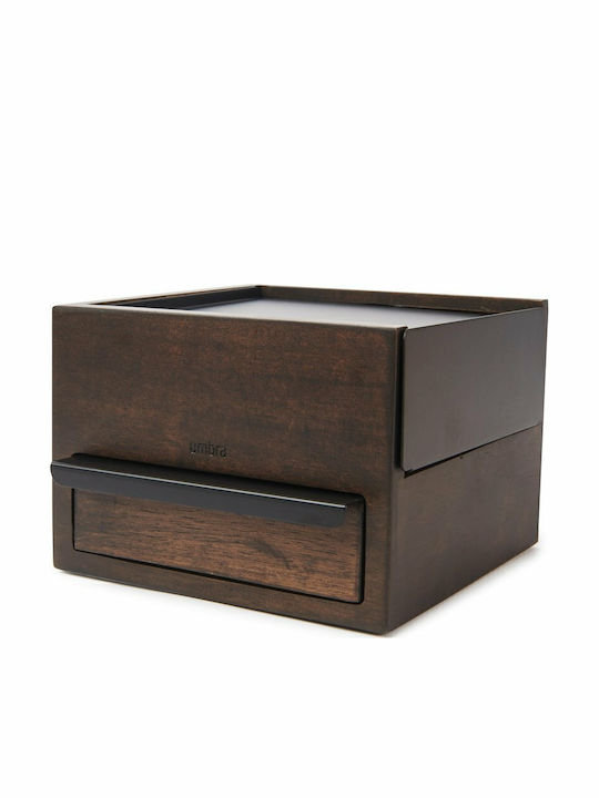 Umbra Mini Stowit Κουτί Κοσμημάτων Ξύλινο με Συρτάρι Μαύρο 15.5x17.1x11.4cm