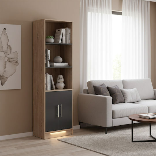 Βιβλιοθήκη Ensley Sonama-γκρι 60x30x180εκ.