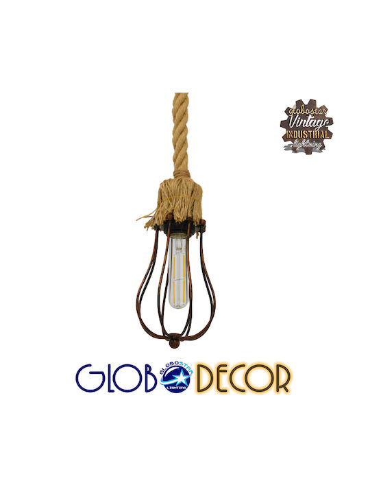 GloboStar Camber Pendant Light Beige Grid with Socket E27 11x25cm