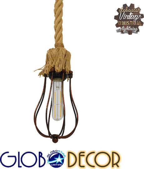 GloboStar Camber Pendant Light Beige Grid with Socket E27 11x25cm