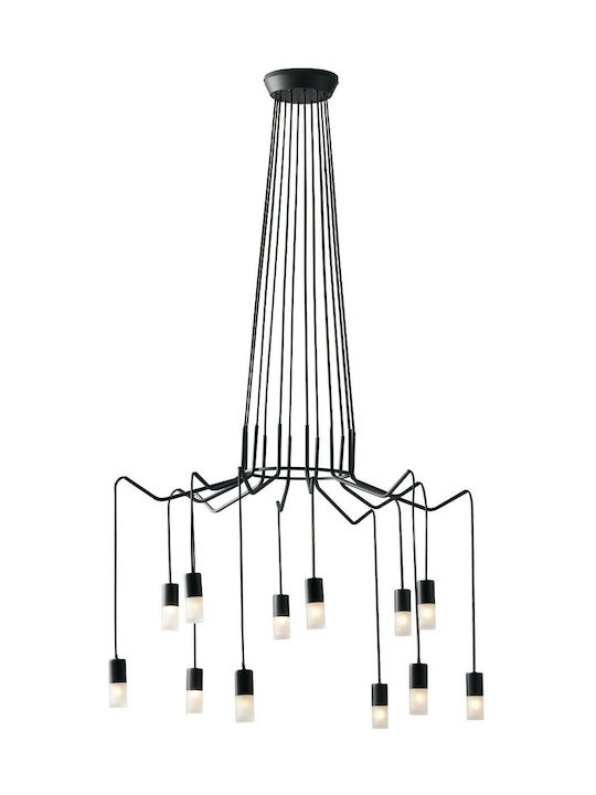 Fan Europe Spider Pendant Chandelier for 12 Bulbs G9 Black