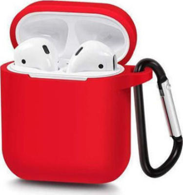 Husă Silicon cu cârlig în culoarea Roșu pentru Apple AirPods 1 / AirPods 2