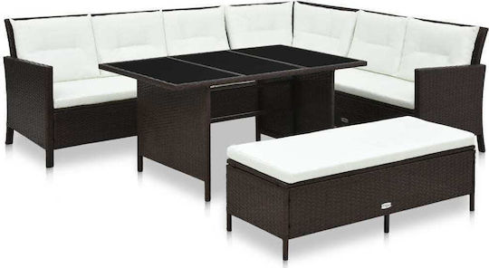 Garten- und Outdoor-Möbelsets Wohnzimmer Typsatz 3 Stück Braun mit Kissen