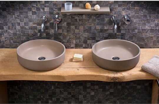 Adamidis Cupa 44X Επικαθήμενος Νιπτήρας Πορσελάνης 44x44x12cm Tabacco